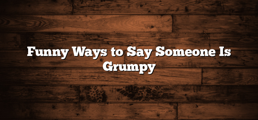 Funny Ways to Say Someone Is Grumpy